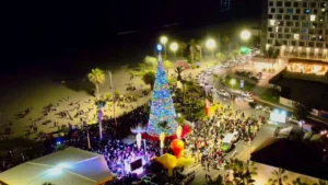 Encendido Del Árbol En Playa Chinchorro